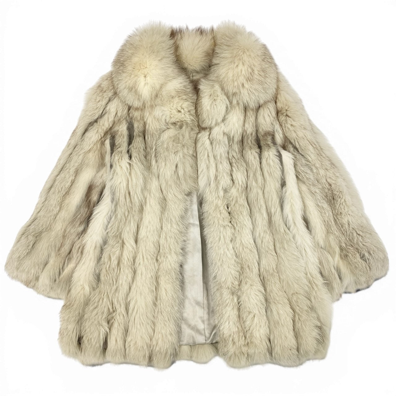 43a21 ブルーフォックス ファーコート サイズ11 ホワイト 本毛皮 Fox Fur Coat ポケット有t18r