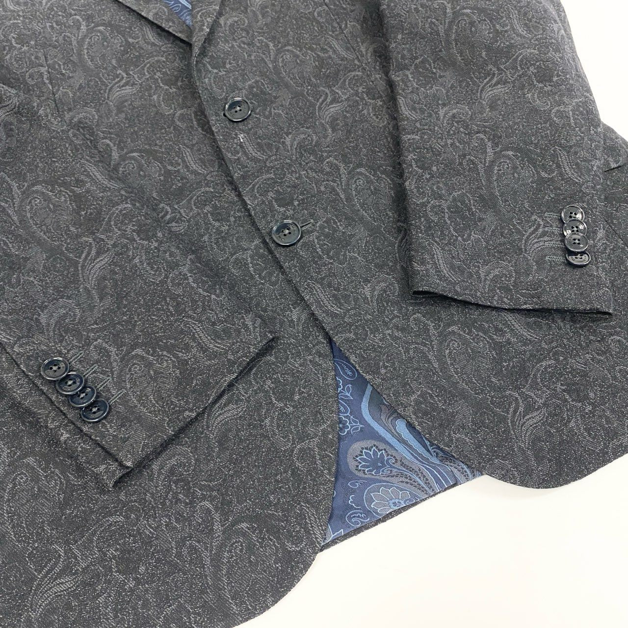 31b12 ETRO エトロ テーラードジャケット コットンウールジャケット ペイズリー柄 総柄 54サイズ ネイビー メンズ 男性用u02t