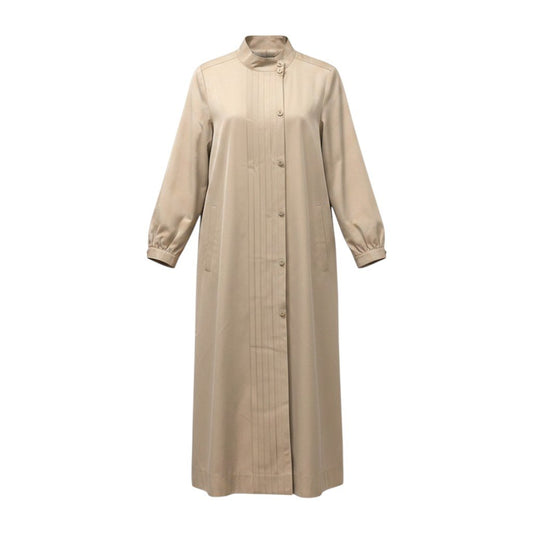 58g7 PIERRE BALMAIN ピエールバルマン スタンドカラー ロングコート フロントタック ベージュ レディース 女性用o07t