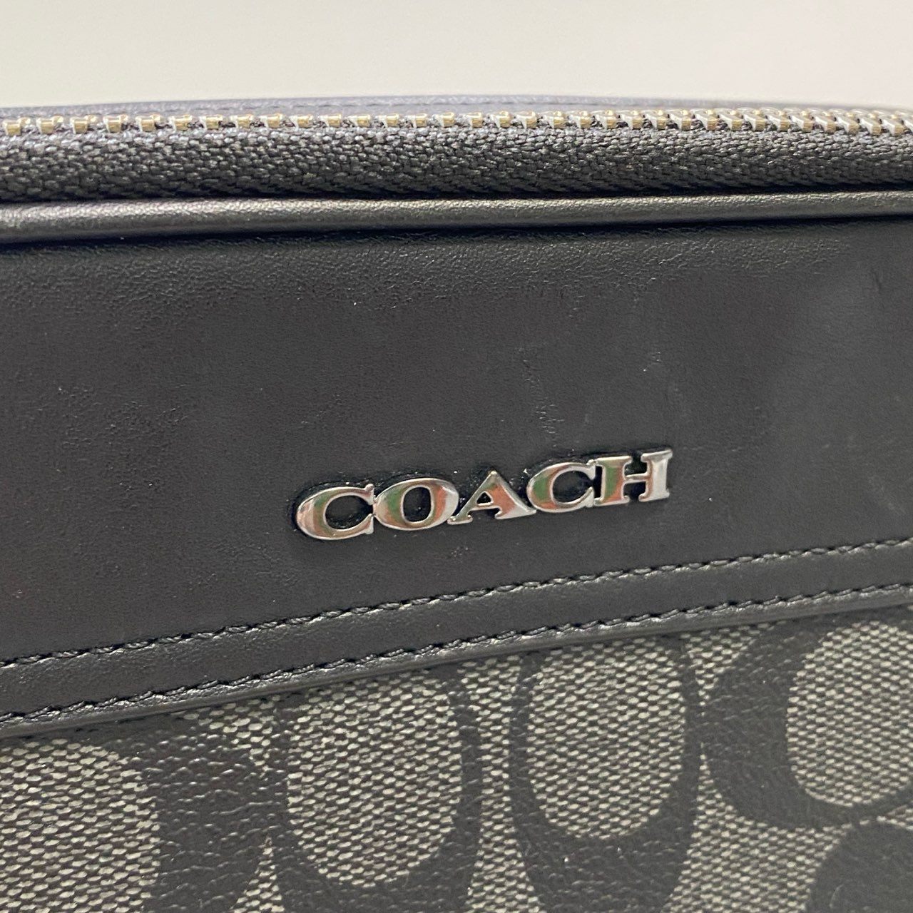 Aj3 《美品》 COACH コーチ ダブルファスナー ショルダーバッグ C4149 ブラック シグネチャー カメラバッグ クロスボディ カバン 鞄t18r