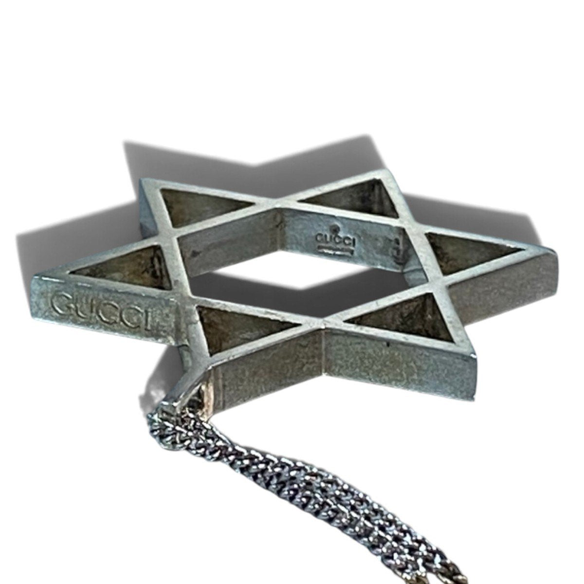 h20 GUCCI グッチ 六芒星 シルバーネックレストップ Hexagram Silver Necklace Top 925 チェーン社外 アクセサリーt18r
