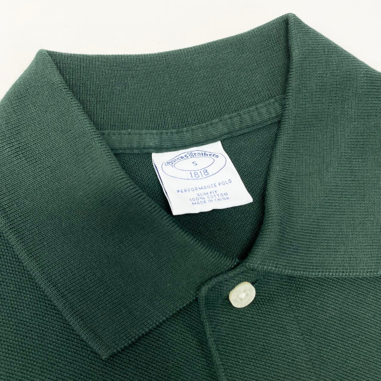 55d30 【未使用タグ付】 Brooks Brothers ブルックブラザーズ 半袖ポロシャツ カットソー トップス ワンポイント刺繡 S ダークグリーン コットン100％ メンズ 紳士服u02t