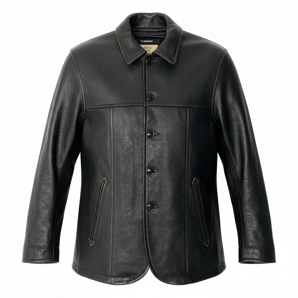 62d5 《美品》 AVIREX アヴィレックス 50th カウハイド カーコート サイズL ブラック 牛革 レザージャケット Vintage Finish ヴィンテージ加工t18r