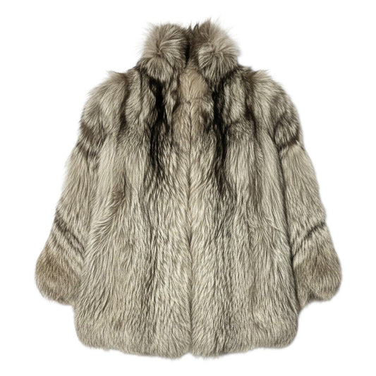 43a21 シルバーフォックス ファーコート サイズ11 本毛皮 Silver Fox Fur Coat 毛並み◎t18r