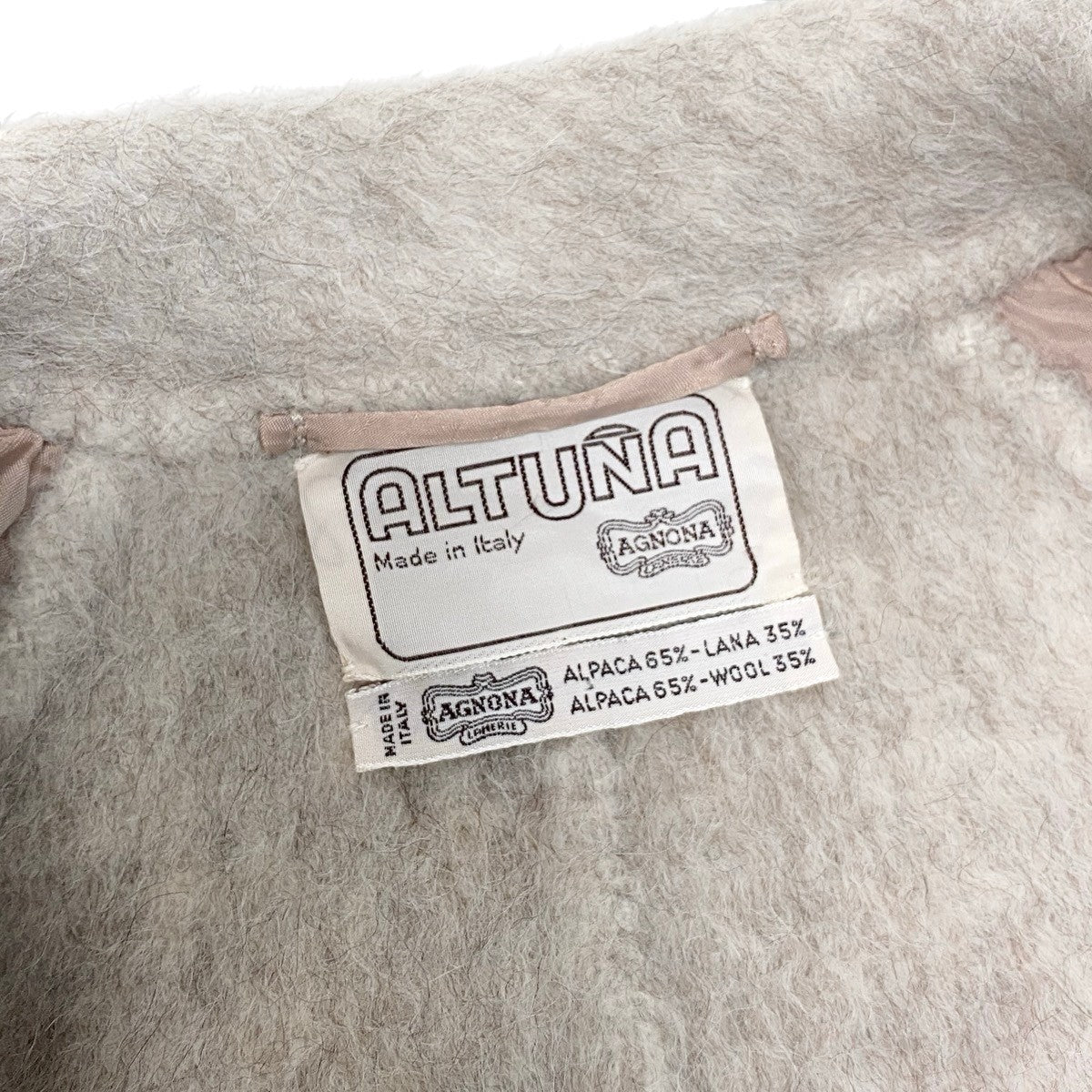 23g29 ALTUNA  AGNONA アニオナ ベルテッドコート アルパカブレンド イタリア製 44 ベージュ レディース 女性用u02t