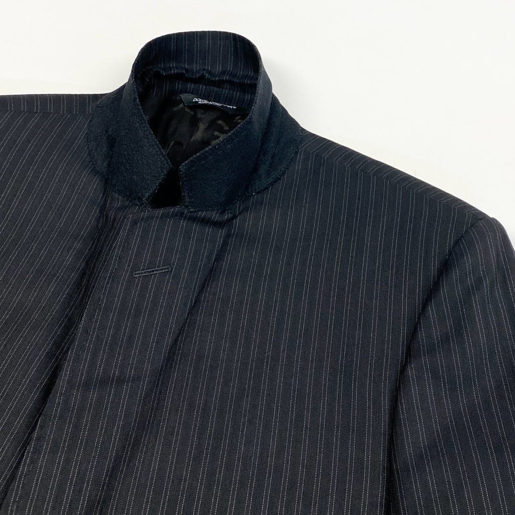 52l24 DOLCE＆GABBANA ドルチェアンドガッバーナ スーツセットアップ テーラードジャケット スラックス ストライプ 裏地総柄 イタリア製 50サイズ ブラック メンズo07t