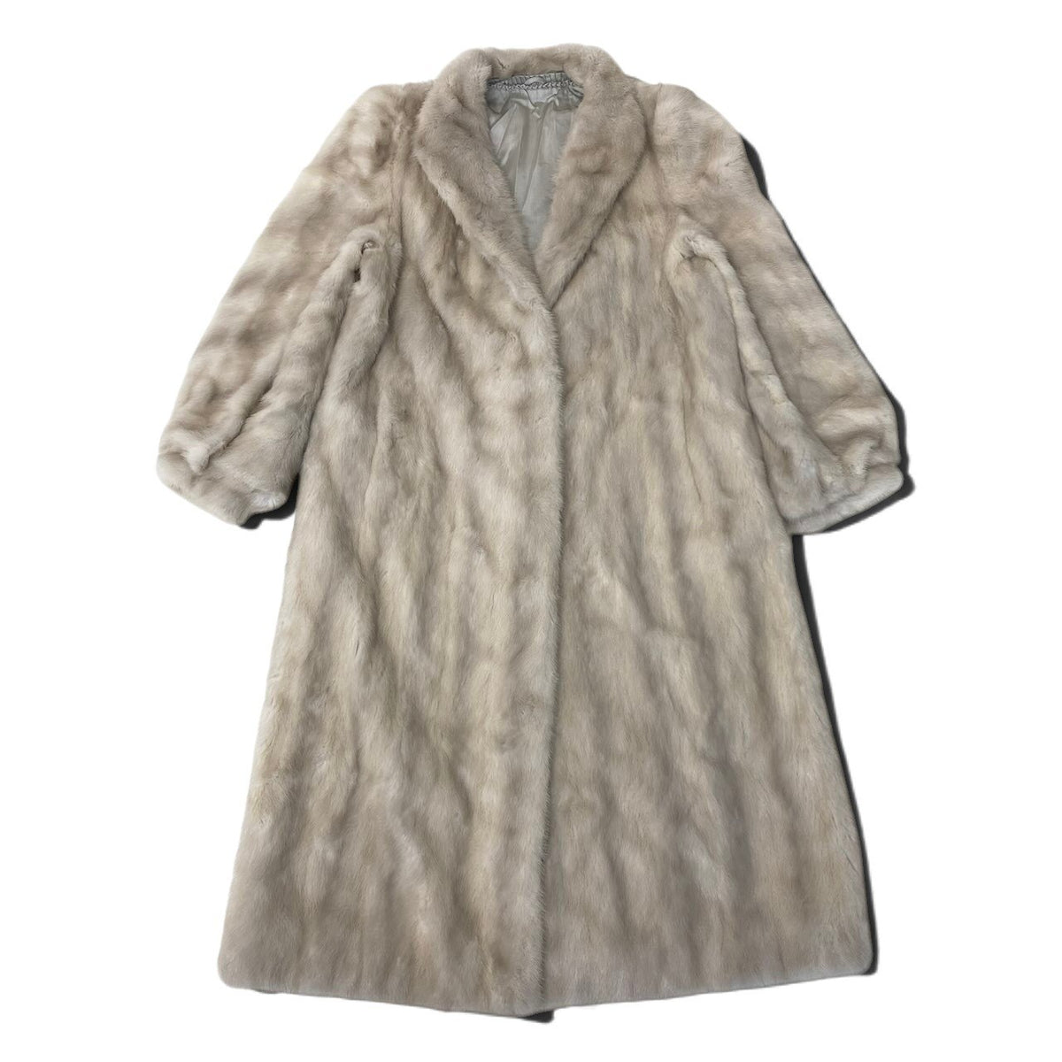 58i20 パールミンク 袖段 超ロングコート 丈110cm サイズ13 ホワイト 本毛皮 Pearl Mink Fur Long Coat リアルファーt18r