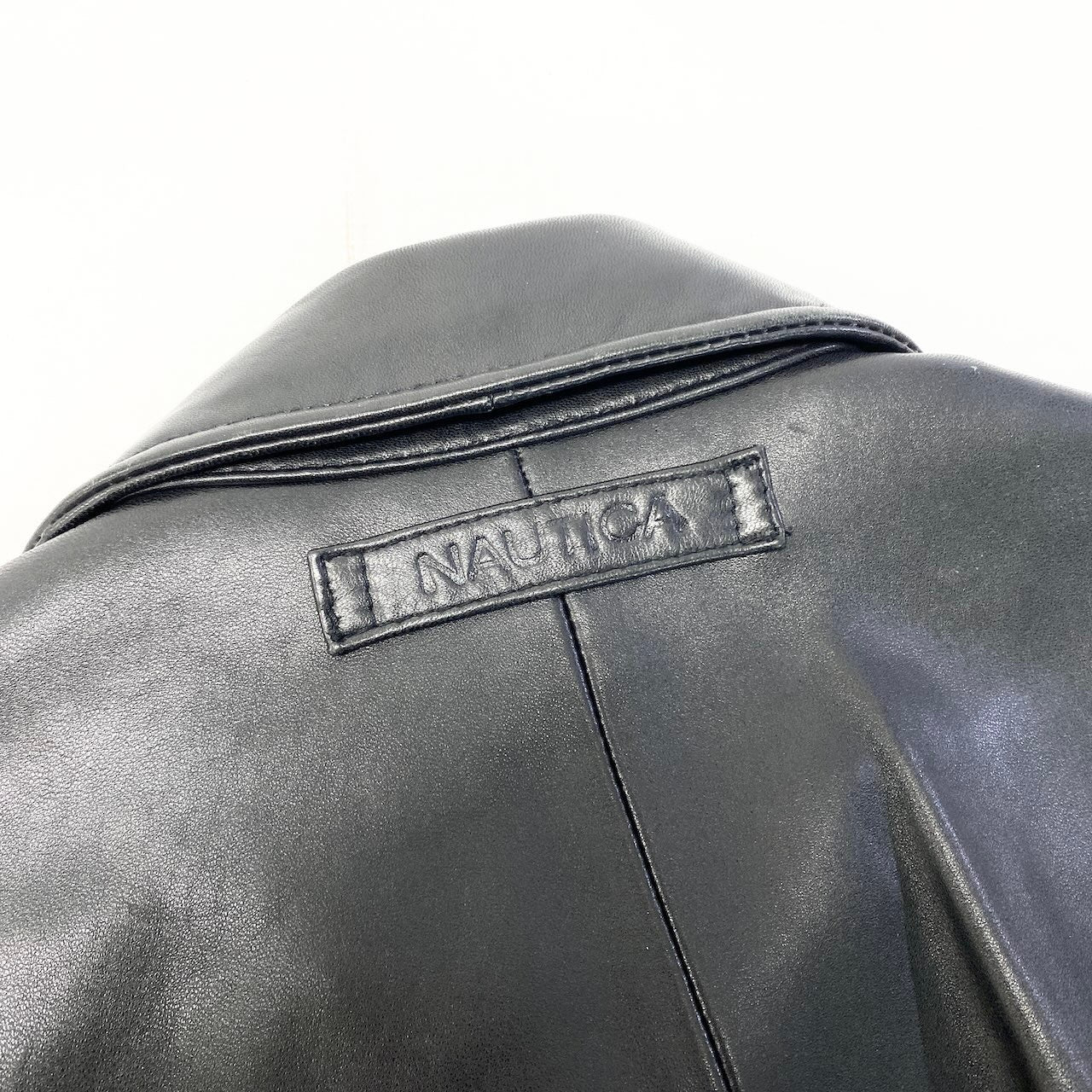 26e11 《美品》 NAUTICA ノーティカ レザージャケット サイズM / L相当 ブラック 本革 Leather Jackett18r