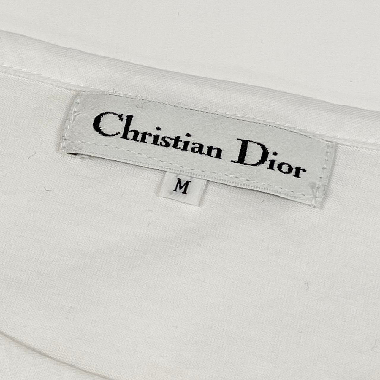 Id18 Christian Dior クリスチャンディオール 半袖Tシャツ コットンカットソー ロゴ刺繍 トップス Mサイズ ホワイト コットン100％ レディース 女性用u02t