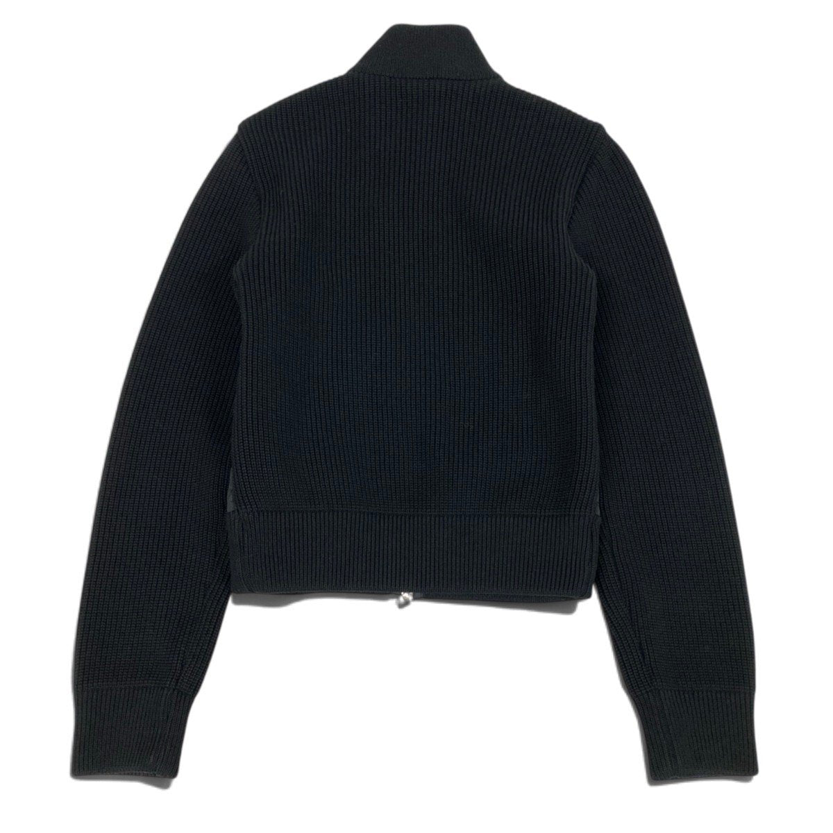 Ej19 PRADA プラダ 二ット切替 ジップアップジャケット サイズ38 ブラック レディースu02t