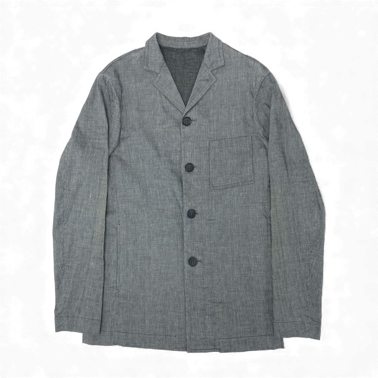 61k28 GIORGIO ARMANI ジョルジオアルマーニ 薄手ジャケット  ロング丈ジャケット リネン混紡 48 グレー ブルー メンズu02t