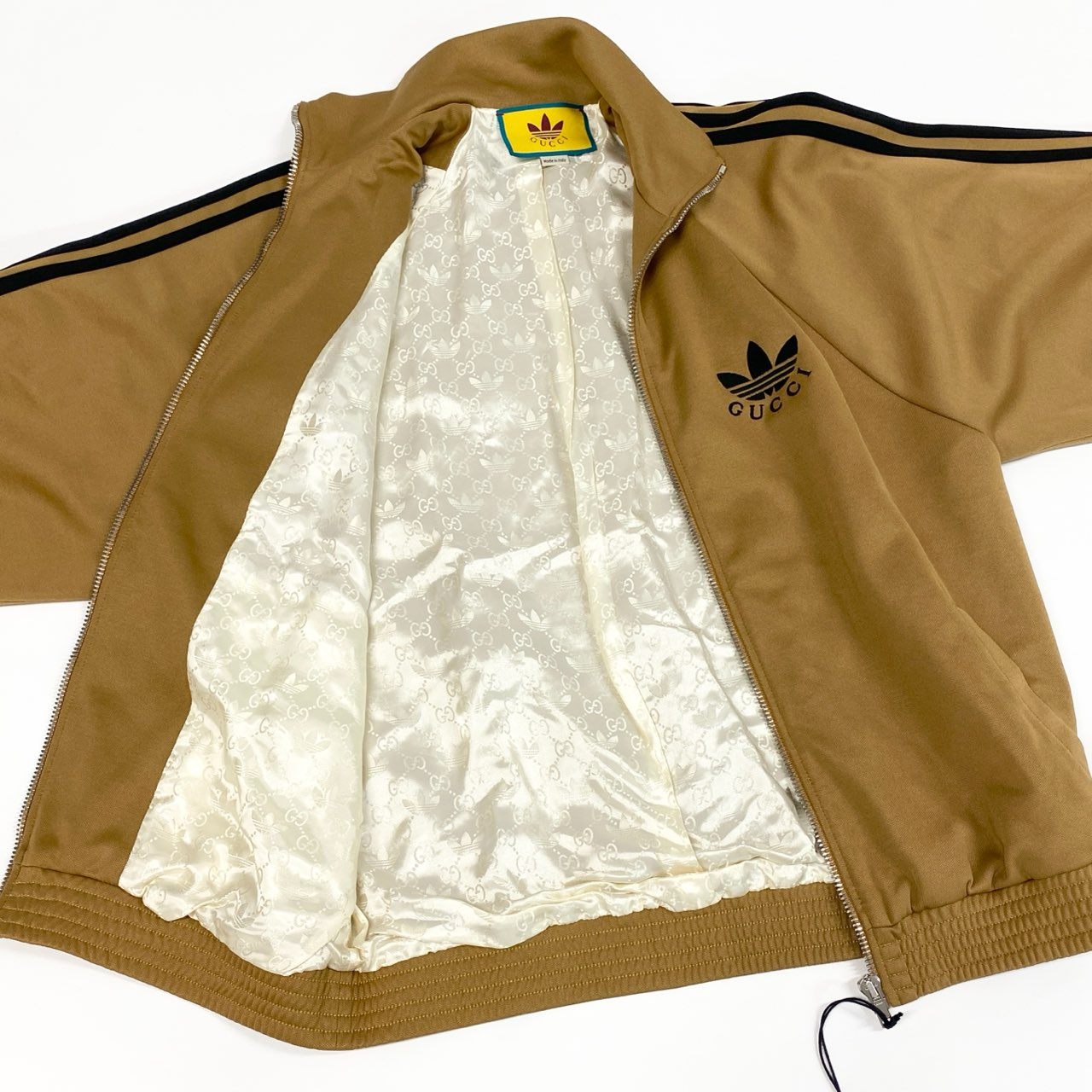 Md7 【新品保管品】GUCCI グッチ × adidas アディダス トラックジャケット  ジャージージップジャケット アウター XSサイズ ベージュ メンズ 男性用o07t