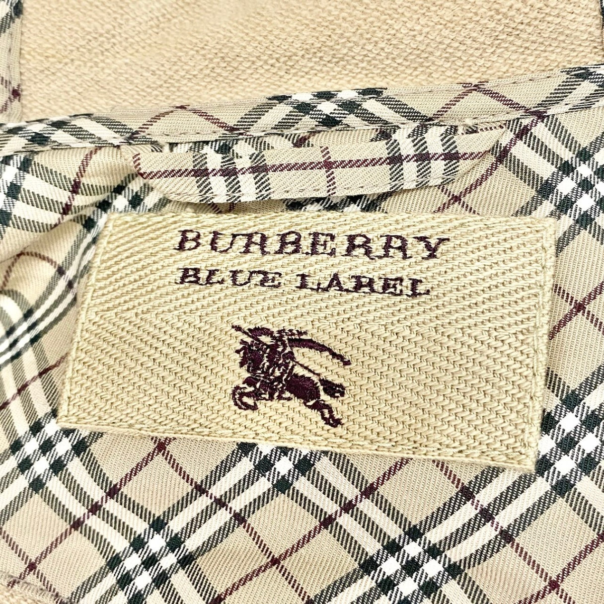 86c31 BURBERRY BLUE LABEL バーバリー ブルーレーベル フード付き コットンポンチョ サイズ38 ベージュ ケープ 日本製t18r