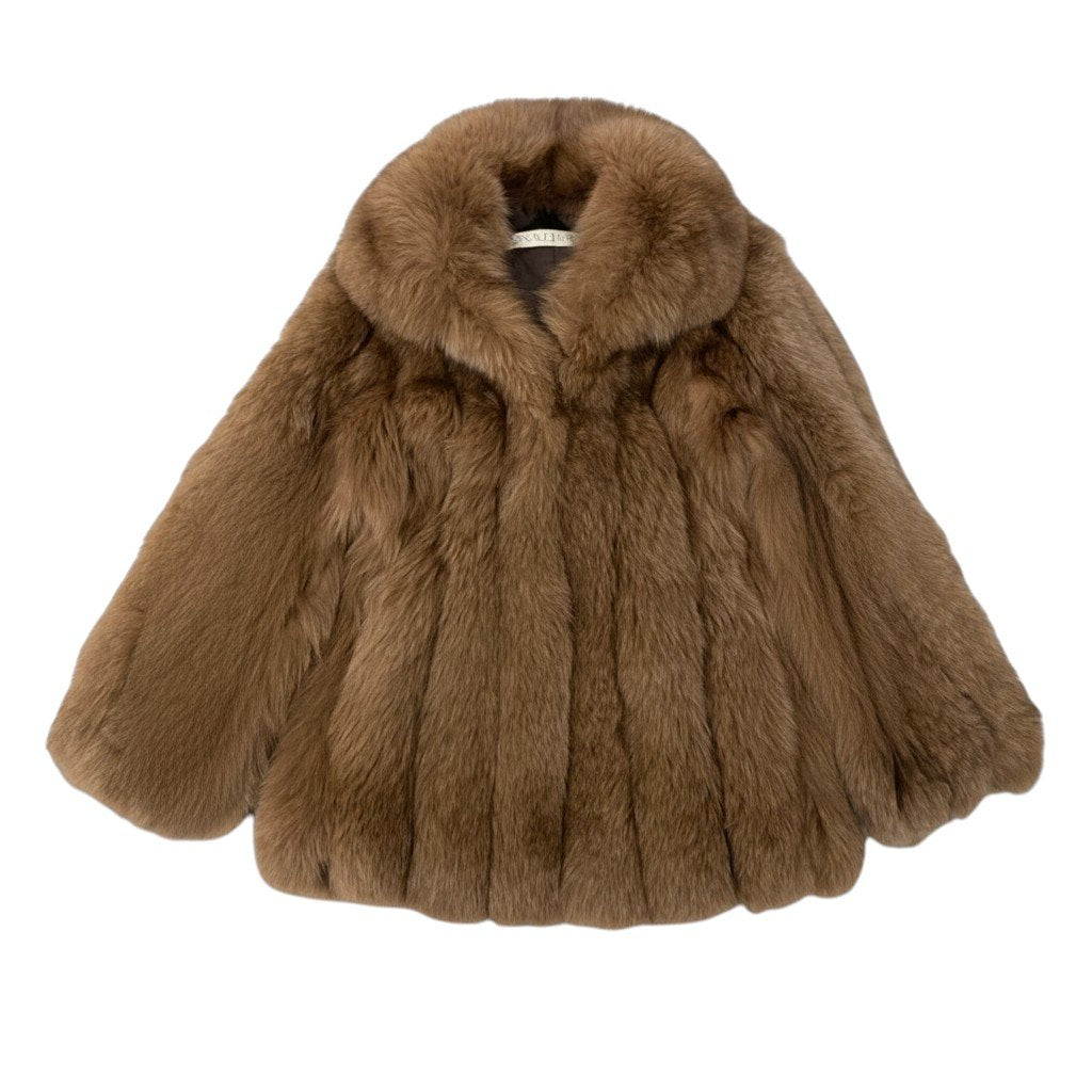 62i16 DONALD BROOKS 染め フォックスファー コート サイズ11 ブラウン 本毛皮 Fox Fur Coatt18r
