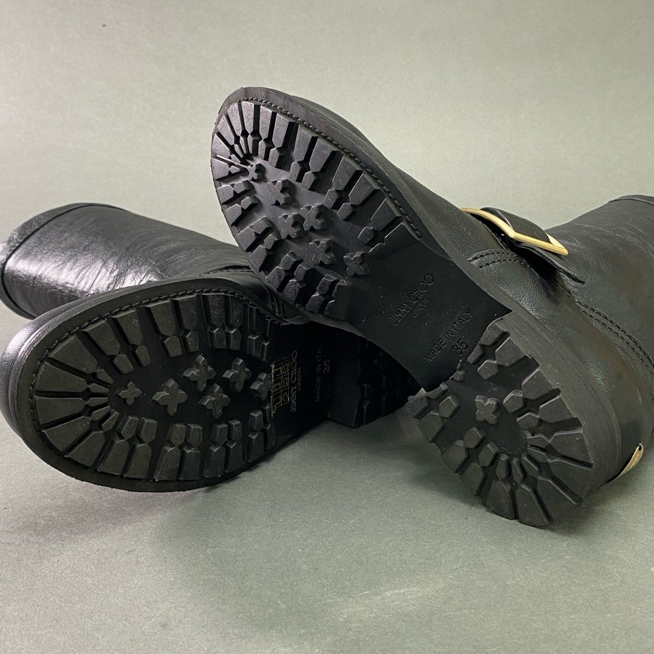 2b7 《美品》 JIMMY CHOO ジミーチュウ 247 Biker バイカーブーツ 35 ブラック レザー イタリア製 シューズ