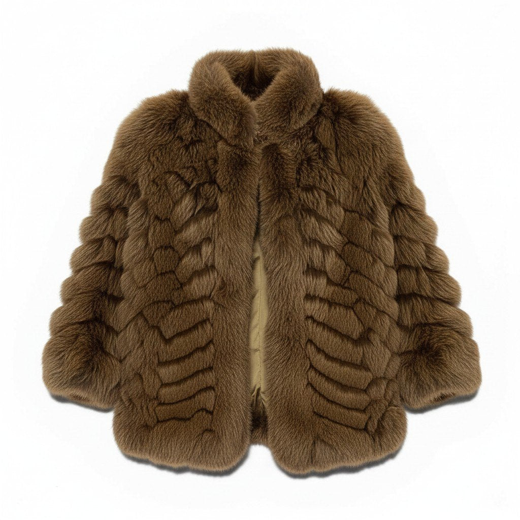 72a15 SAGA FOX サガフォックス 銀サガ 極厚 フォックスファー コート サイズ11 ブラウン 最高級本毛皮 Fox Fur Coatt18r