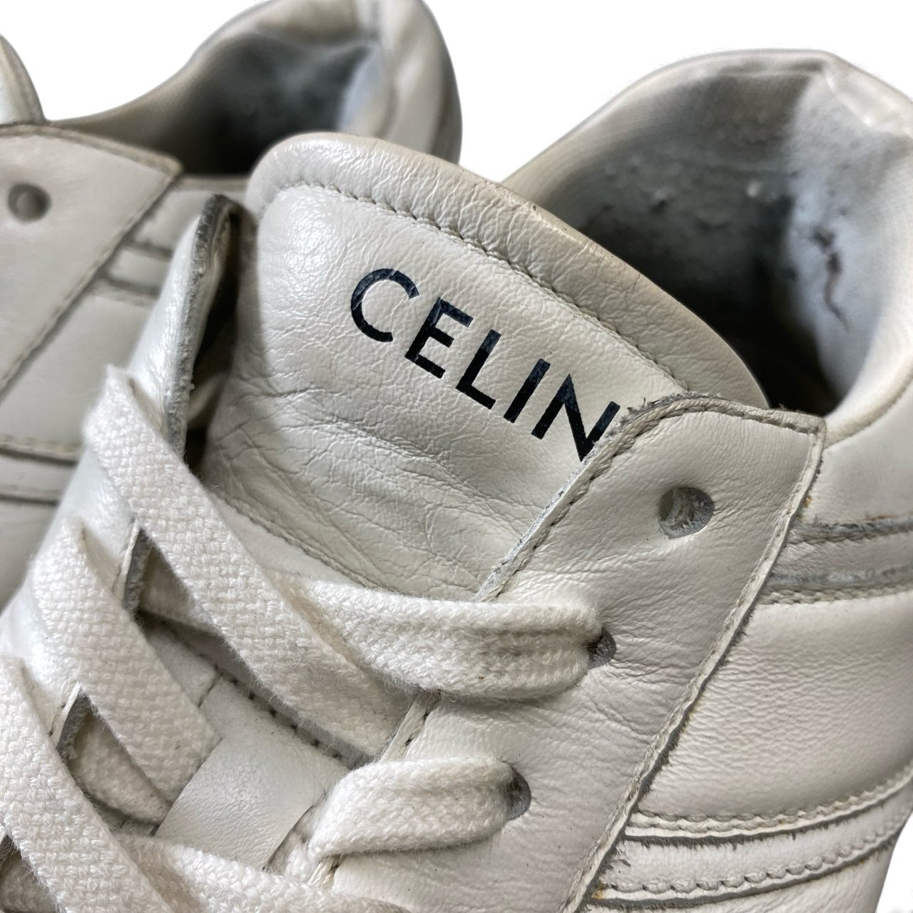 1k16 Celine セリーヌ ブロックスニーカー 38 ホワイト レザー 厚底