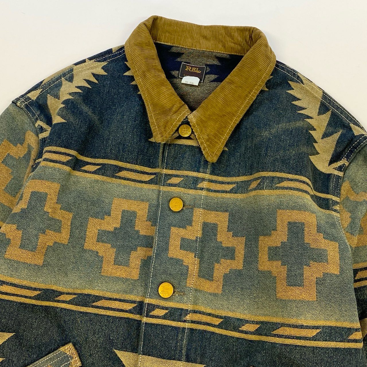 54L5 RRL ダブルアールエル ラルフローレン Valero Jacquard Trucker ネイティブ ジャガード ジャケット サイズL インディゴ メンズ 男性用 アウターk02i