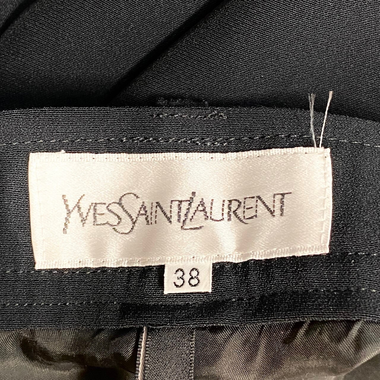 62g7 YVES SAINT LAURENT イヴサンローラン タックパンツ ワイドパンツ ボトムス サイズ38 ブラック レディース 女性用o07t