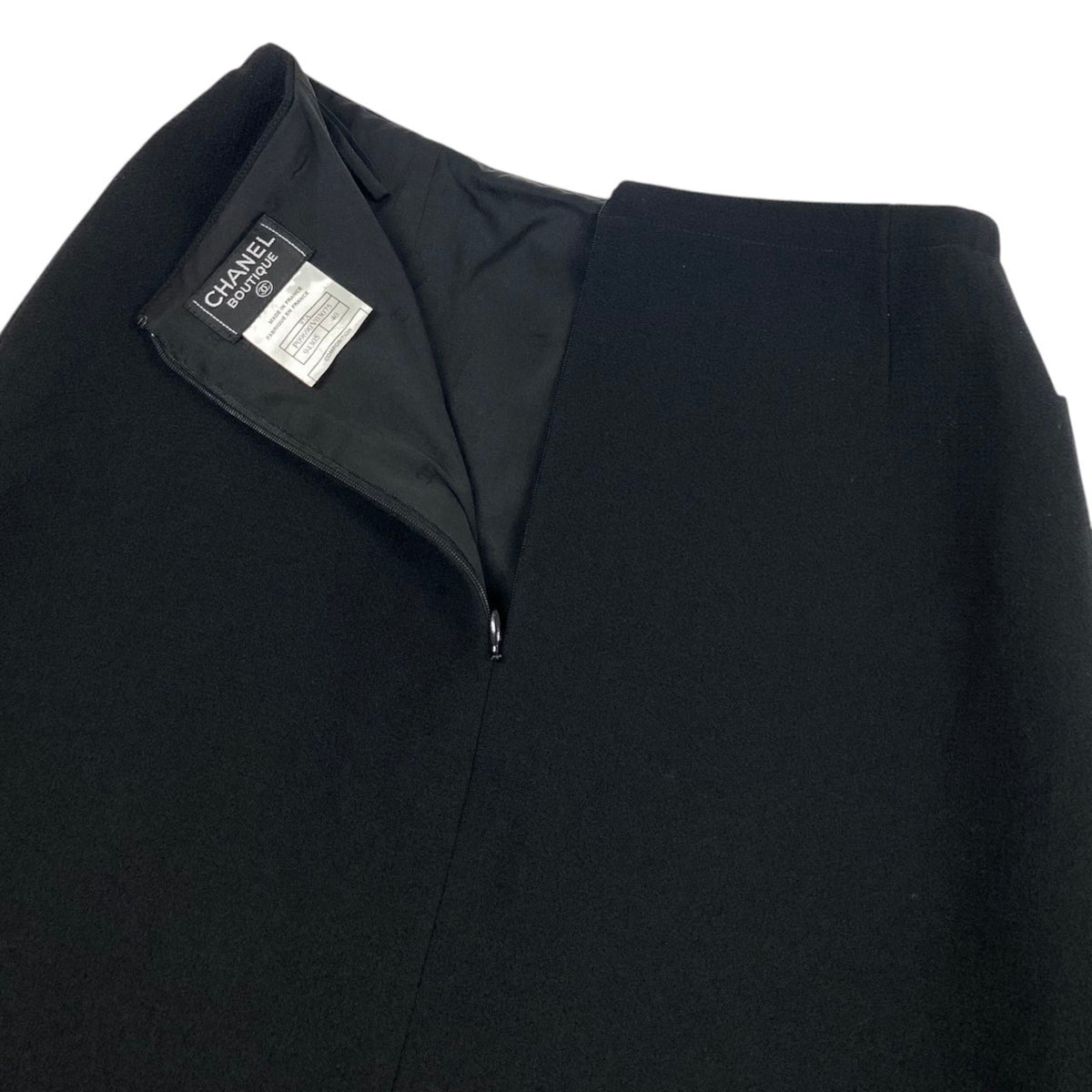 Ci21 CHANEL シャネル 1997 膝丈スカート フランス製 ボトムス P09690V03075 40 ブラック ウール レディースo07t