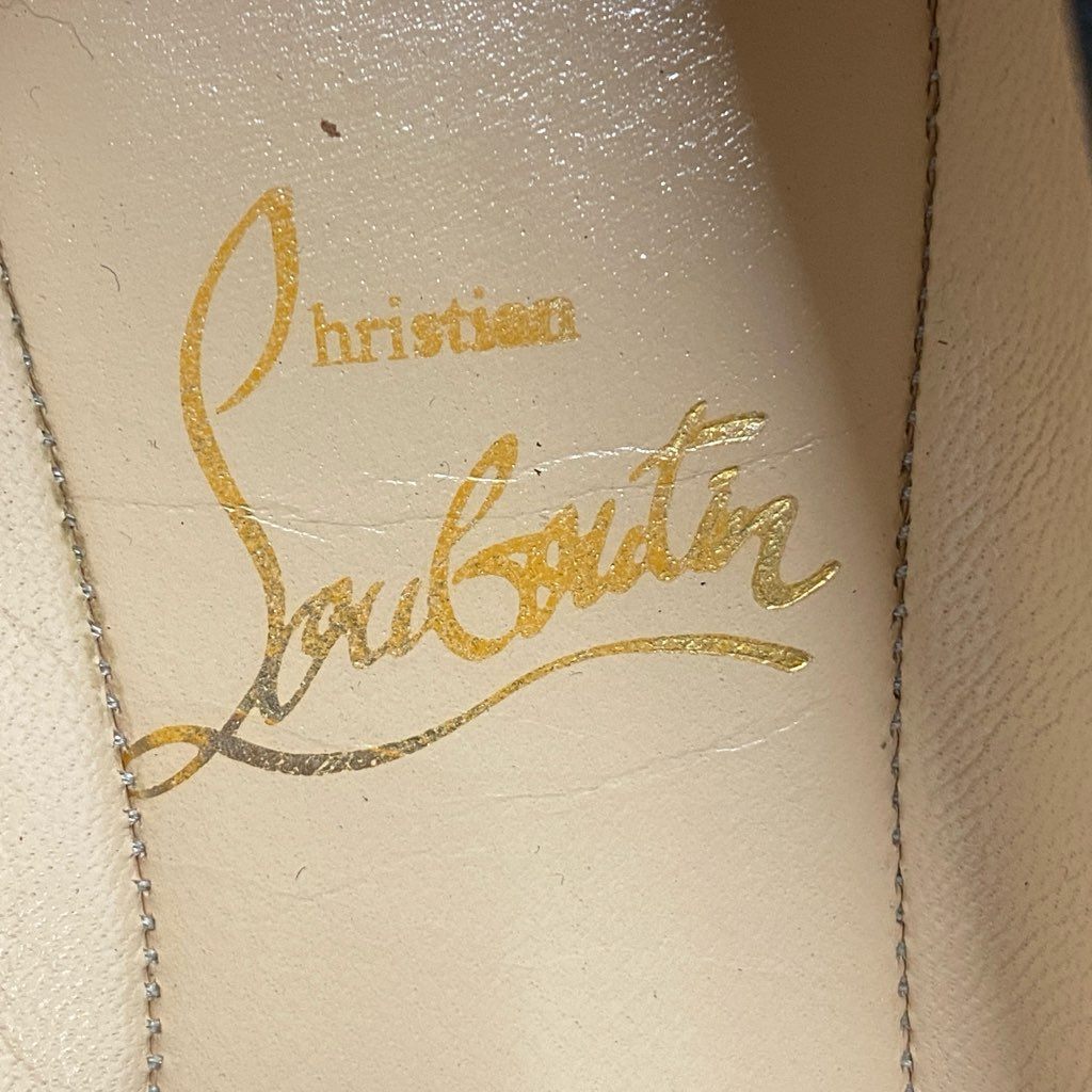 4d21 Christian Louboutin クリスチャン ルブタン バレエシューズ フラットパンプス 34 ブラック スエード レザー リボン イタリア製