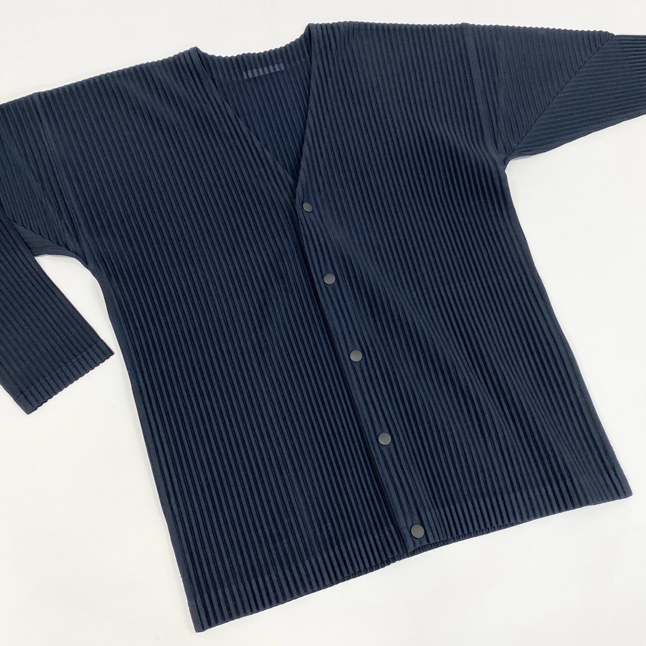 Md12 HOMME PLISSE オムプリッセ プリーツカーディガン サイズ3 ネイビー メンズ プリーツプリーズta1