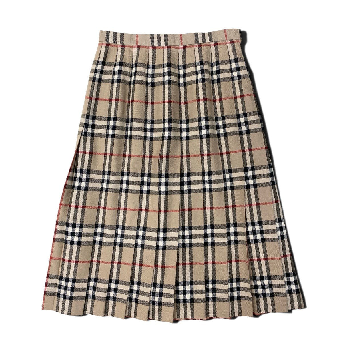 Ih10 BURBERRY バーバリー ノバチェック プリーツスカート 膝丈 ベージュ レディースo07t