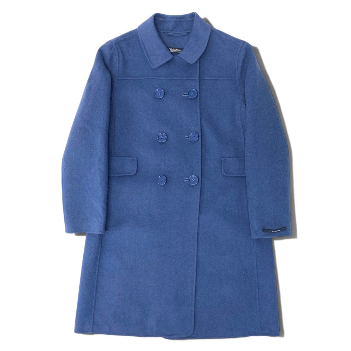 92h3 ’S MaxMara エスマックスマーラ クチートアマーノ ウールコート ステンカラーコート 40サイズ ブルー レディース 女性用u02t