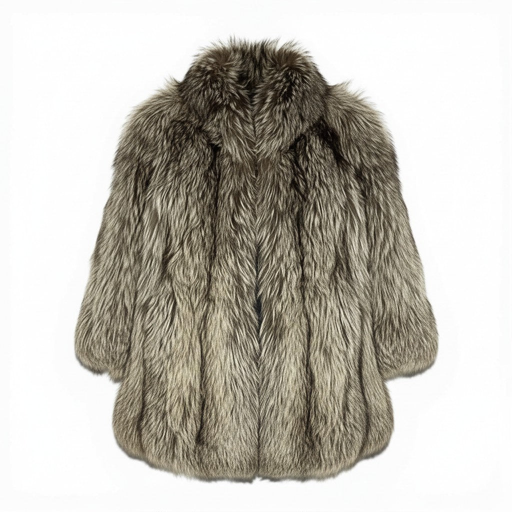 72a15 EMBA エンバ シルバーフォックスコート サイズF 本毛皮 Fox Fur Coat 銀狐 ポケット有t18r