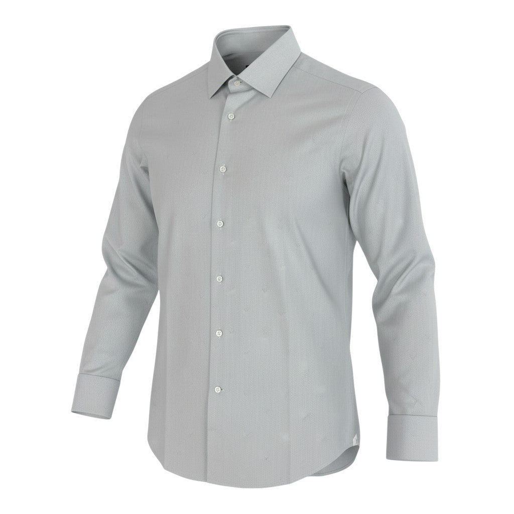 51b12 LOUIS VUITTON ルイヴィトン ロングスリーブシャツ ワイシャツ ドレスシャツ トップス LV刺繍 39サイズ ライトグレー コットン100％ メンズ 男性用u02t