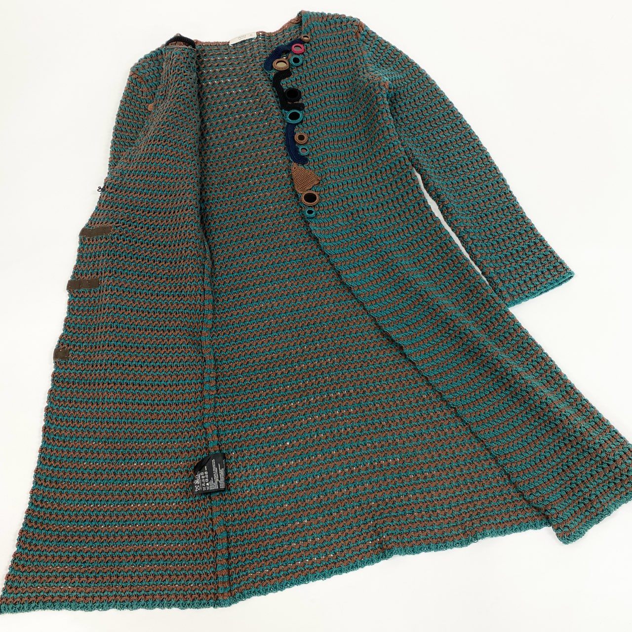 d12 【アーカイブ】PRADA プラダ 2005SS サマーニットコート クロシェトリム カーディガン サイズ40 グリーン レディースk02i
