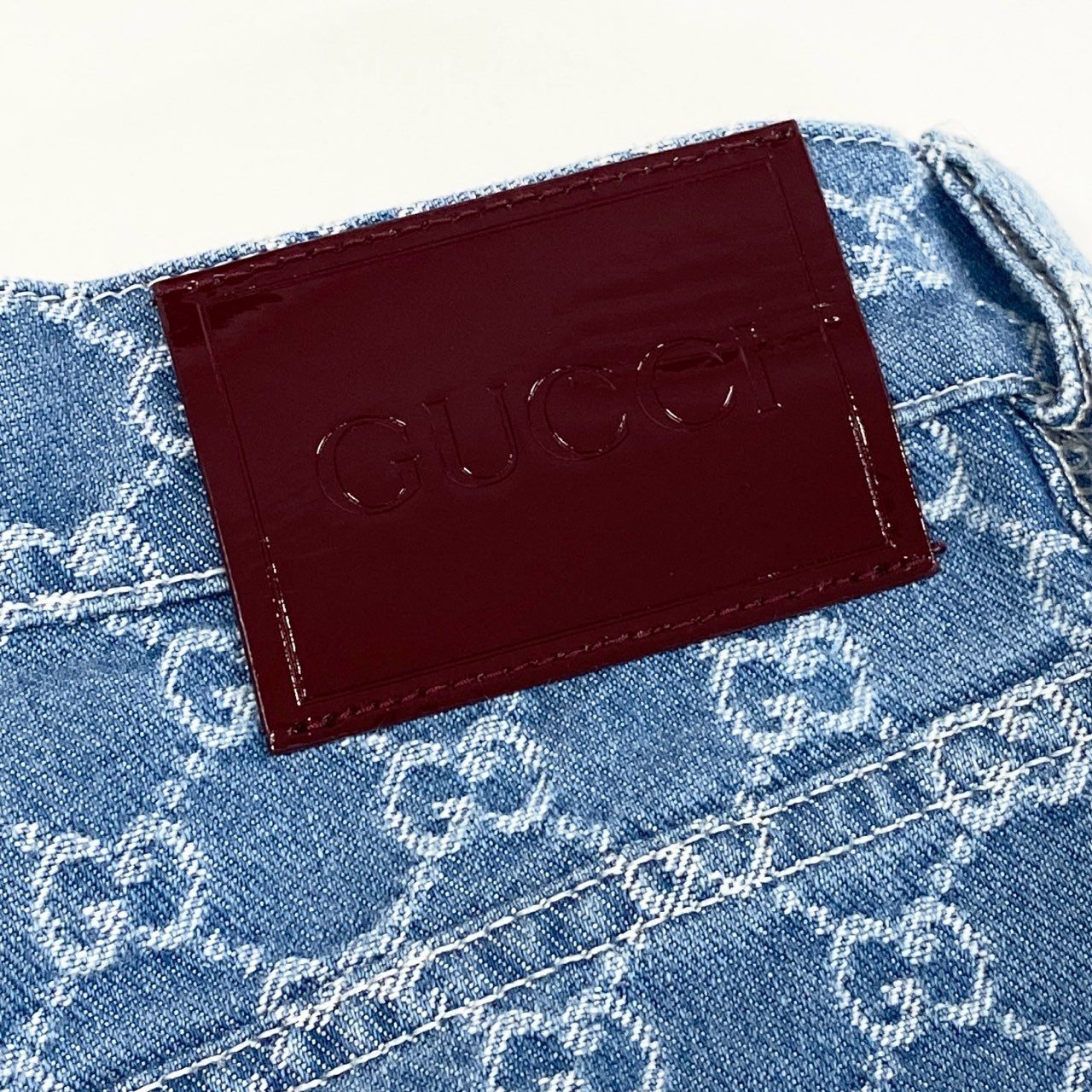 Ic16 【未使用品】GUCCI グッチ GGコットンデニムジャガードパンツ デニムパンツ サイズ24 インディゴ レディース ボトムk02i