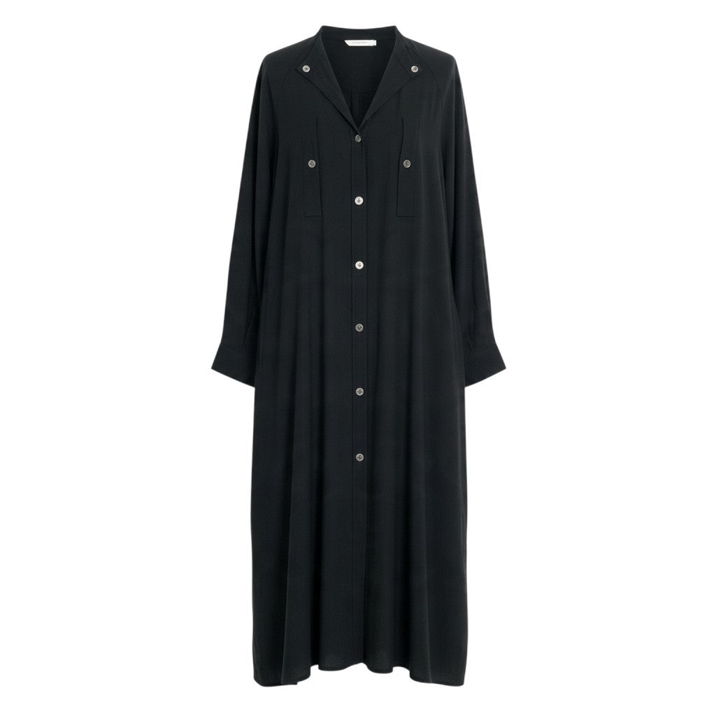 Aj21 【美品】 Y's ワイズ ヨウジヤマモト 00's 2003AW ロングスリーブ シャツワンピース YC-D04-201 サイズ2 ブラック レディースo07t