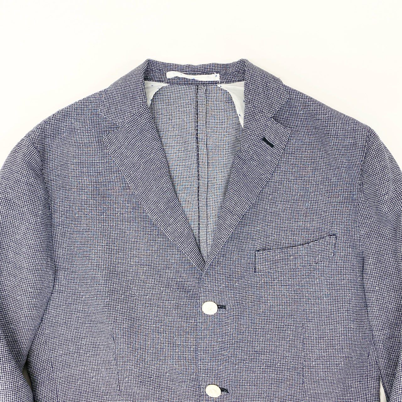 59k1 FINAMORE NAPOLI フィナモレ ナポリ イタリア製 テーラードジャケット ブレザー アンコンジャケット 48 ブルー メンズo07t