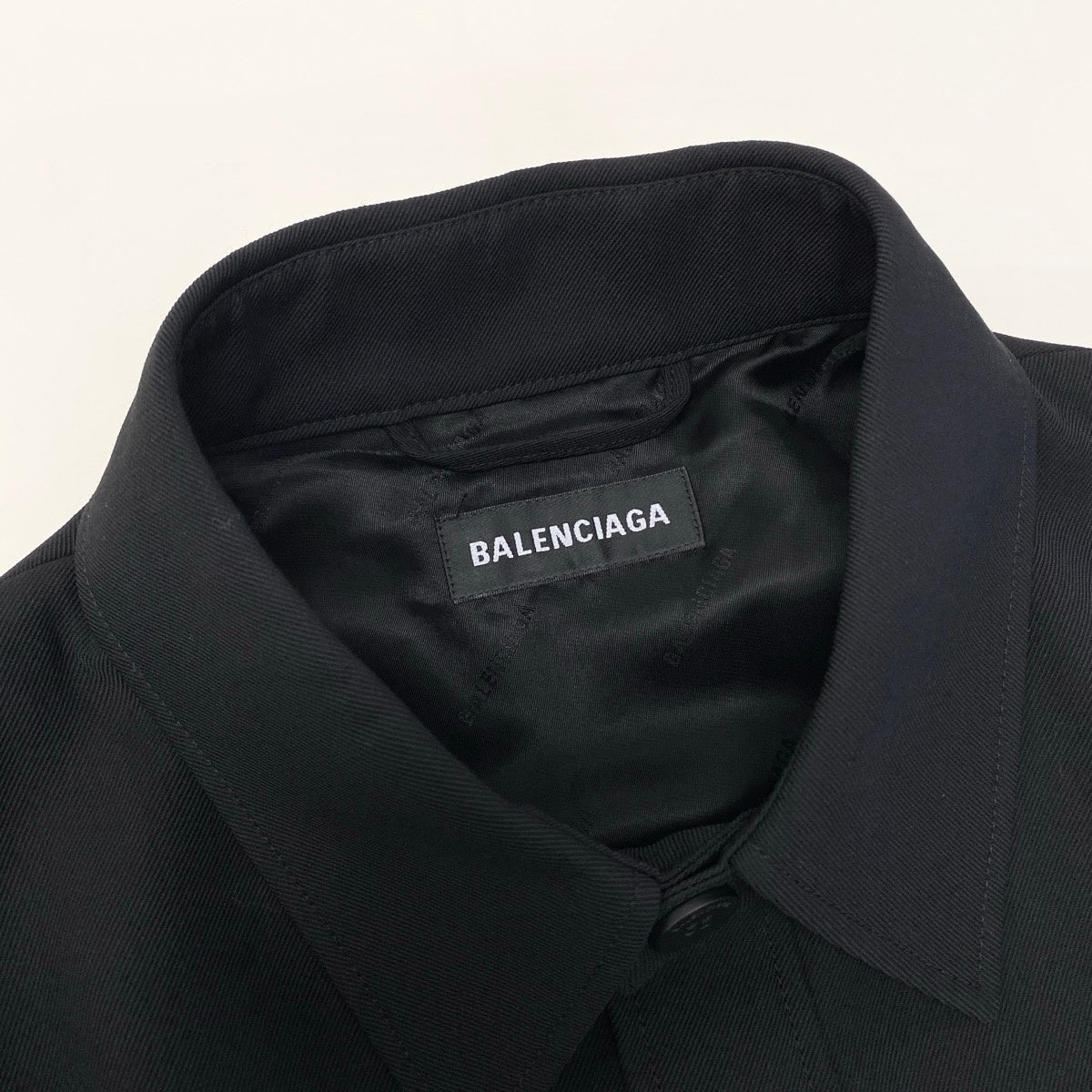 Eg8 【新品保管品】BALENCIAGA ウールツイールシャツジャケット 46サイズ ブラック メンズ 男性用u02t