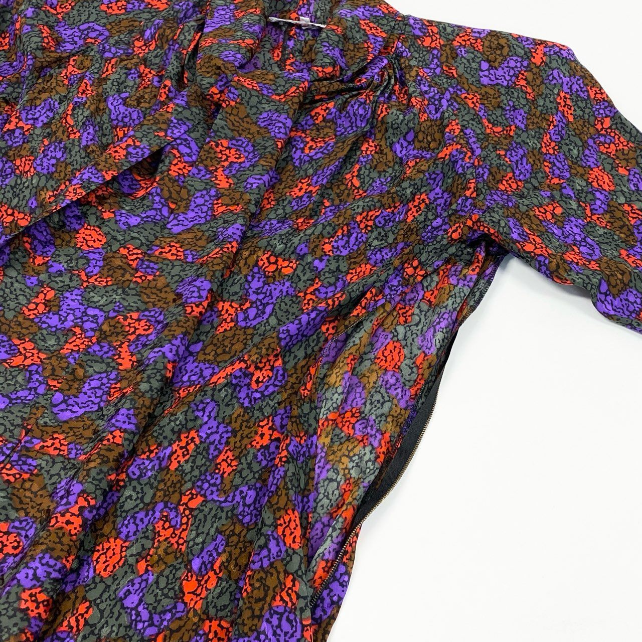 b26 Vintage SAINT LAURENT rive gauche イヴサンローラン リブゴーシュ ボウタイワンピース ロングワンピース 総柄 36 マルチカラー フランス製u02t