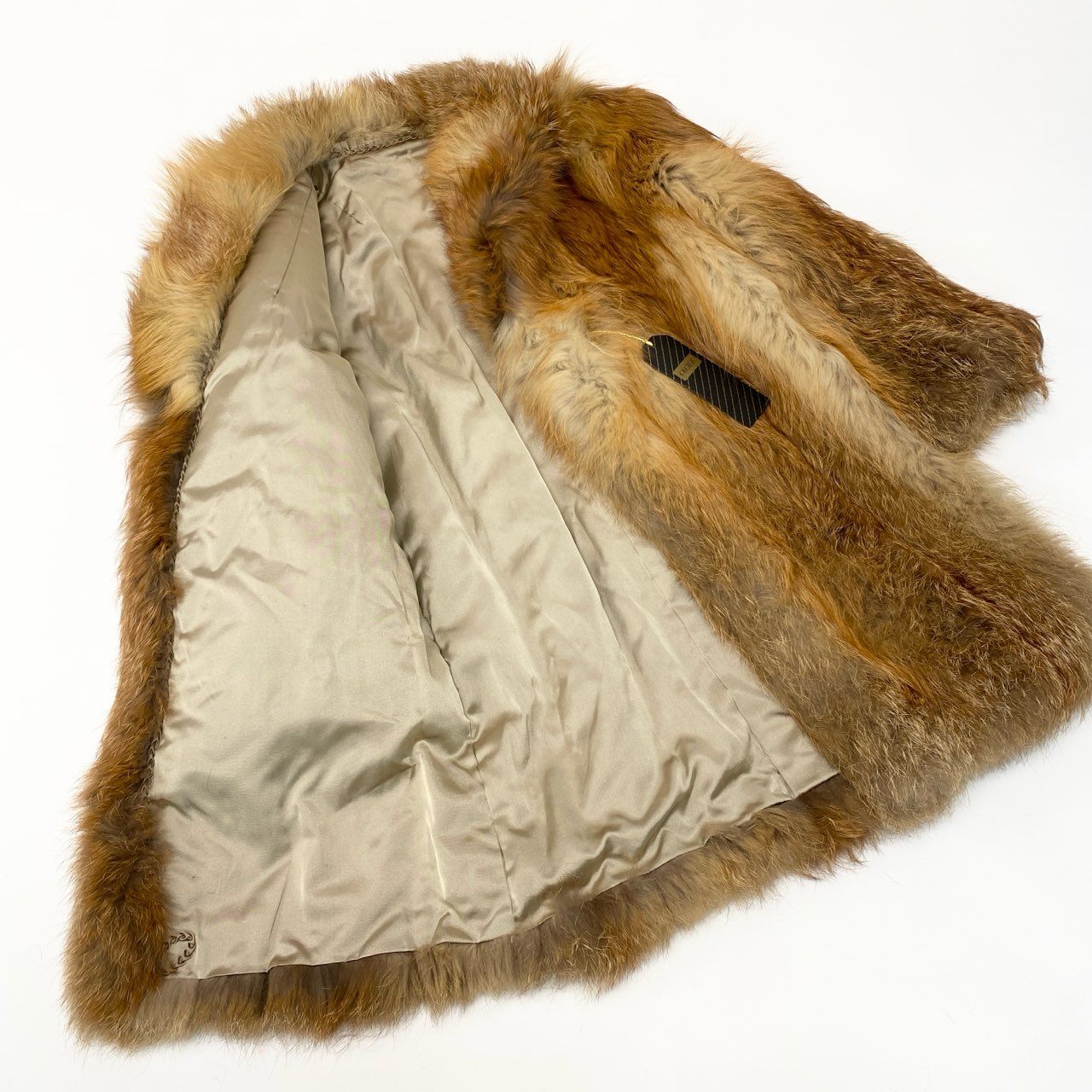 80a14 定価148万 レッドフォックス ロングコート サイズ9 茶系 本毛皮 Red Fox Fur Long Coat タグ付t18r