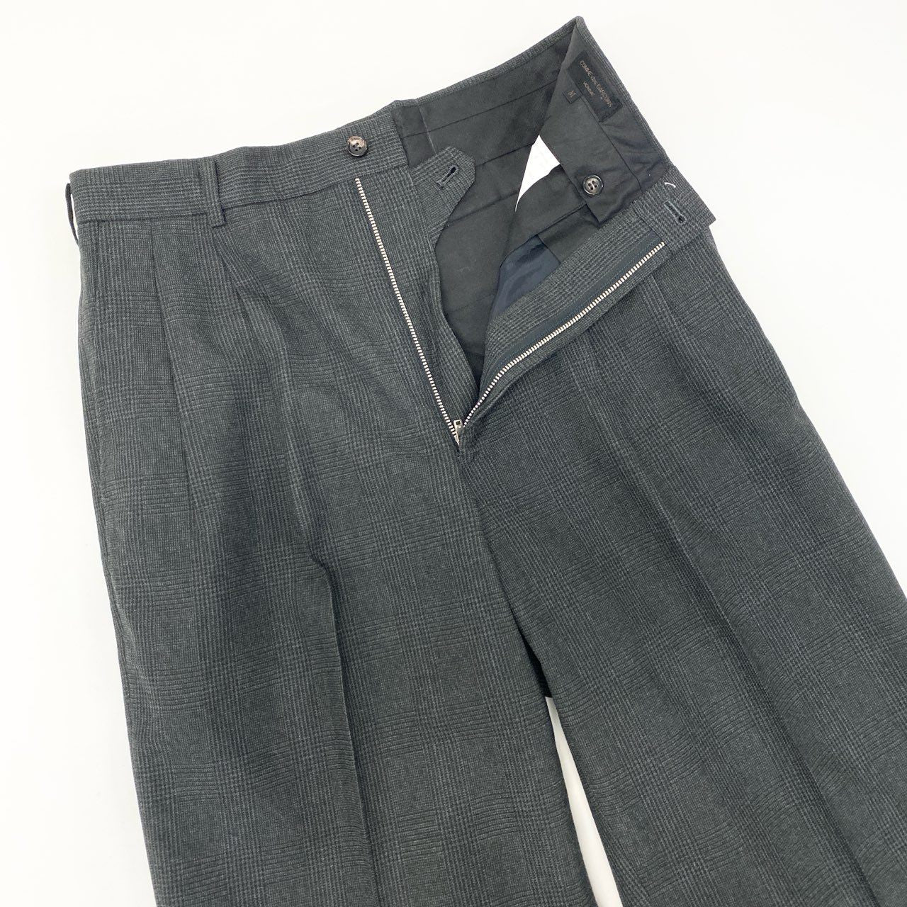 6k1 COMME des GARCONS HOMME コムデギャルソンオム 田中オム セットアップスーツ シングル 2B グレンチェック テーラードジャケット タックパンツ フォーマル AD1992  M グレー ウール100％o07t