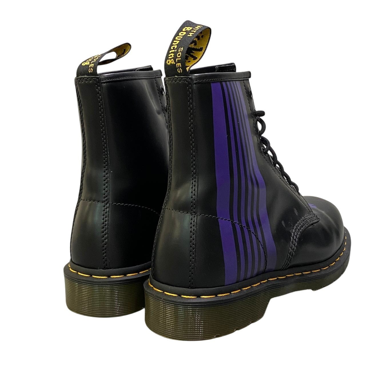 3e18 【美品】Dr.Martens × NEEDLES ドクターマーチン ニードルズ 60周年記念 1460 NEEDLES 8ホールブーツ パピヨン UK10 ブラック パープル レザー メンズ 男性用k02i