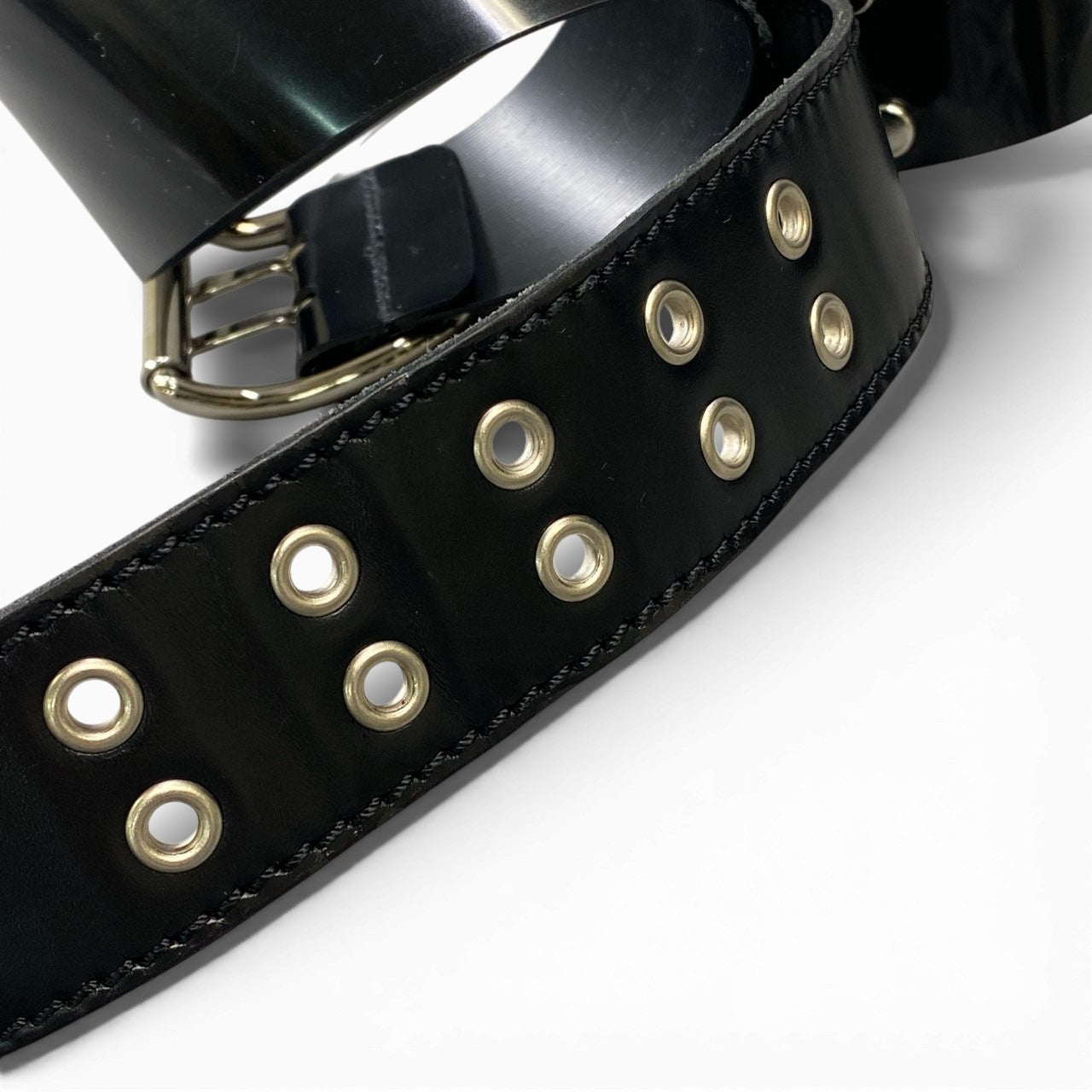 a5 DOLCE&GABBANA ドルチェアンドガッパーナ ベルト 切替デザイン イタリア製 38 80 ブラック レディースk02i