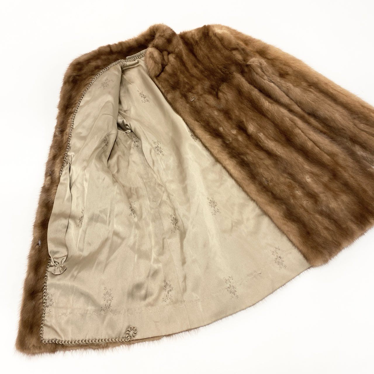 72L17 SAGA MINK サガミンク 銀サガ パステルミンク ファーコート サイズ11号 茶系 最高級本毛皮 MINK FUR ポケット有t18r