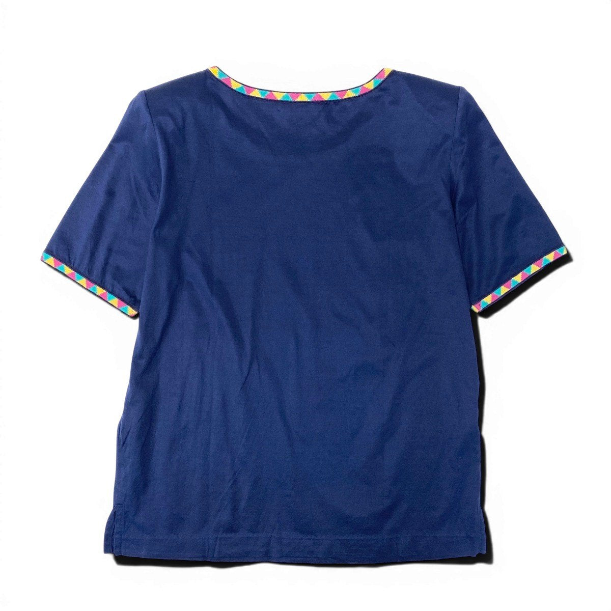 If11 Yves Saint Laurent イヴサンローラン YSLロゴ刺繍 Tシャツ 半袖カットソー トップス Mサイズ ネイビー  コットン レディースo07t