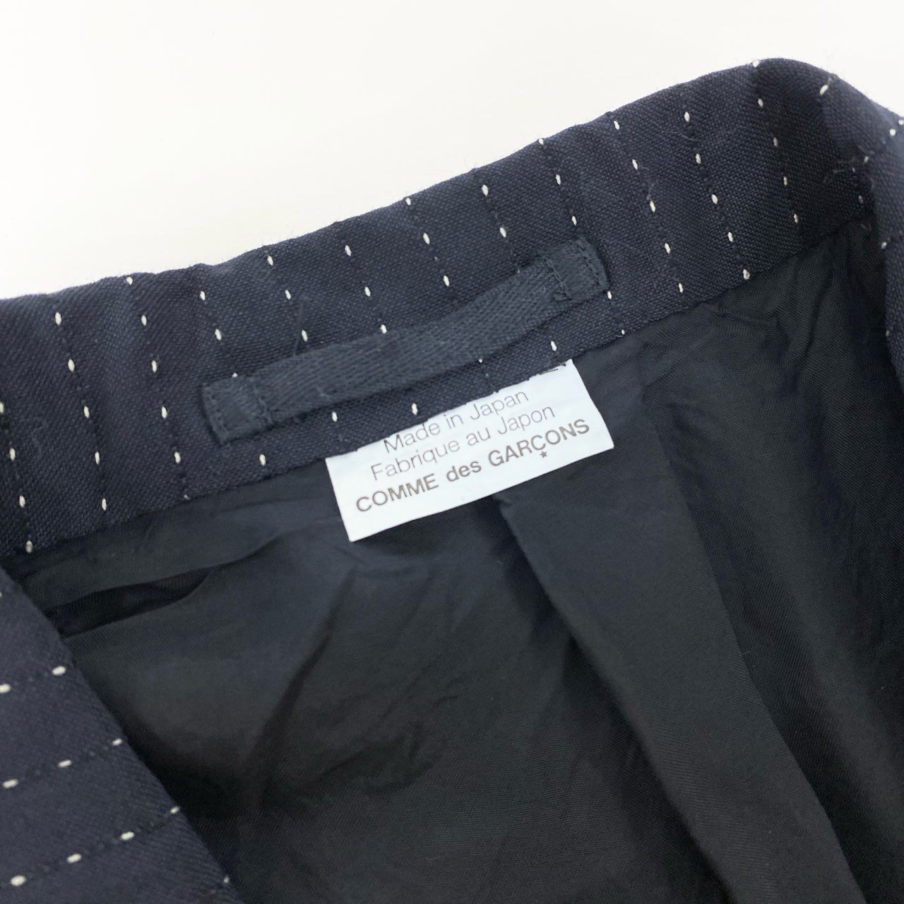 20L2【美品】COMME des GARCONS HOME PLUS コムデギャルソンオムプリュス ピンストライプ ロングジャケット 13SS ジャケットコート アウター PK-J026-051-2-1 XSサイズ ネイビー メンズo07t