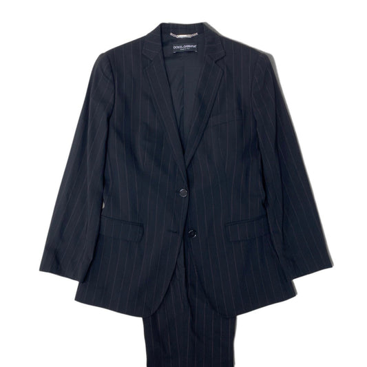 40i28 DOLCE&GABBANA ドルチェアンドガッパーナ スーツセットアップ テーラードジャケット スラックス ストライプ 42サイズ ブラック レディース 女性用u02t