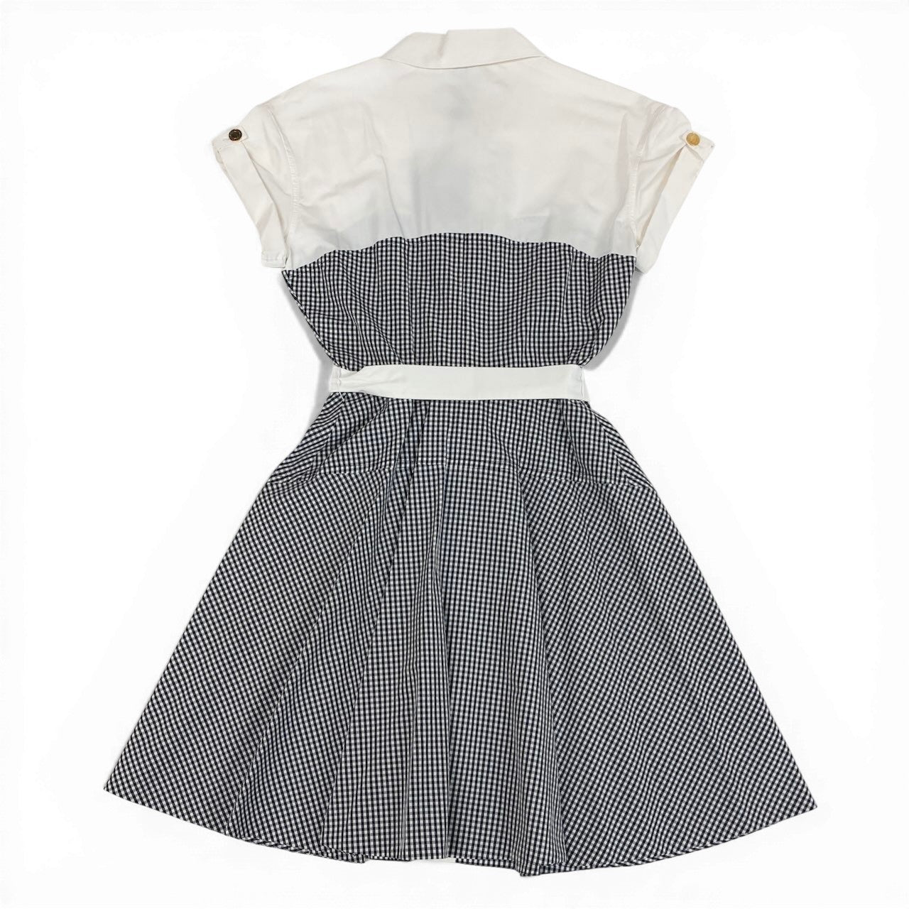 Ic31 《未使用品》 LOUIS VUITTON ルイヴィトン Aライン ギンガムチェックワンピース A line Check Dress サイズ36 ホワイト ブラック タグ付t18r