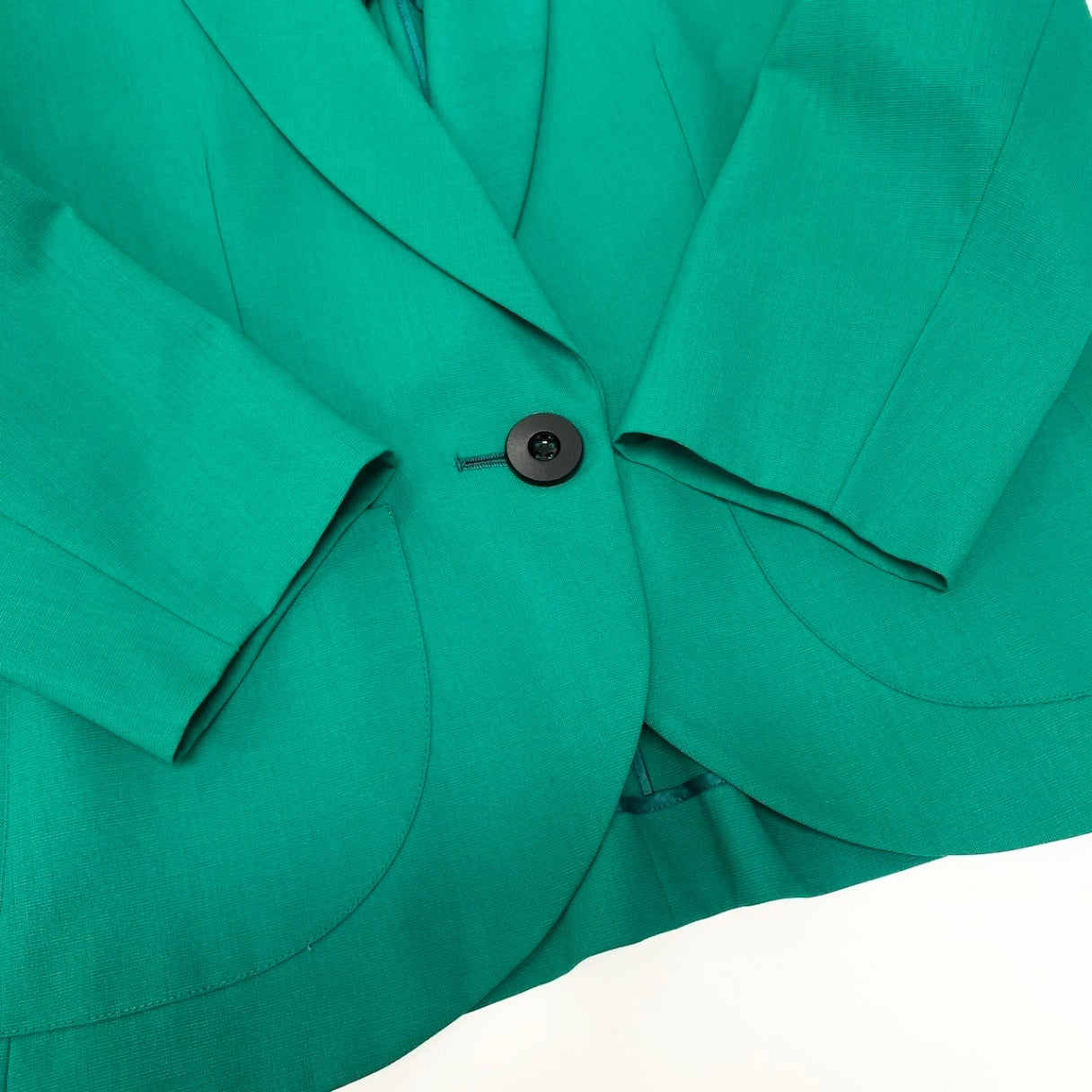83e12 YVES SAINTLAURENT イヴサンローラン テーラードジャケット アンコンジャケット サイズ38 グリーン レディース 女性服u02t