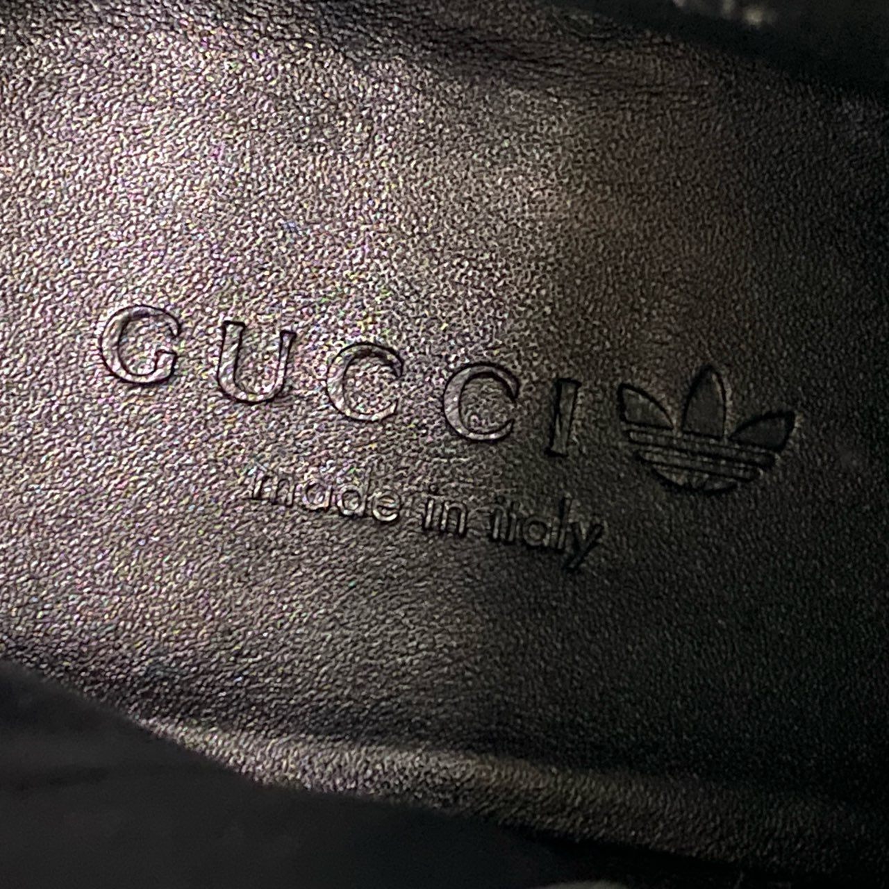 d9 GUCCI × Adidas グッチ アディダス ボーリングシューズ レザーブーツ サイドジップ トレフォイルロゴ サイズ6 1/2 ブラック レディースk02i
