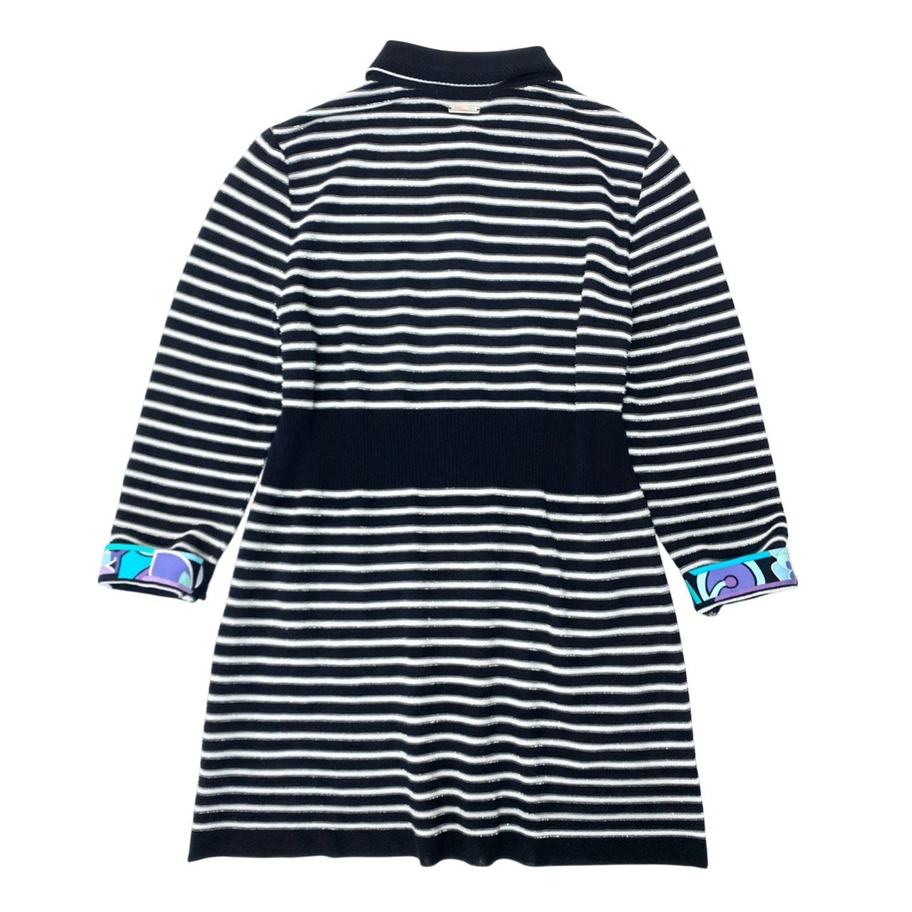 42b7 LEONARD レオナール ニットポロ ペプラム ボーダー ビジュー 40 ネイビー レディース 女性用u02t