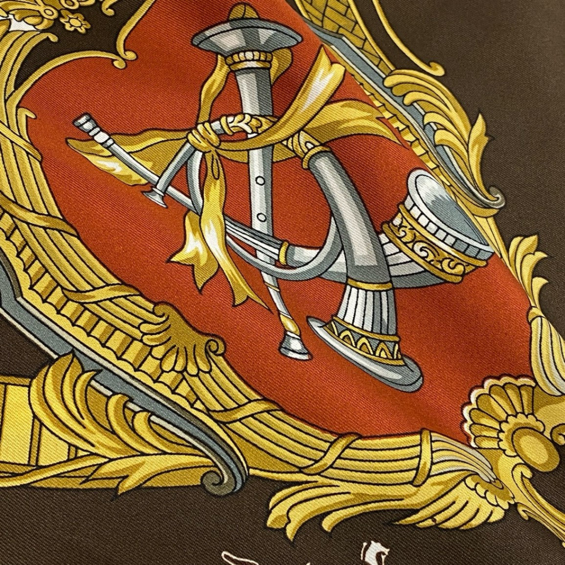 d9 HERMES エルメス カレ90 シルクスカーフ  Carre 90 Silk Scarf 茶系 小物t18r