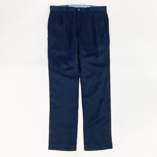30h29 《極美品》POLO RALPH LAUREN ポロラルフローレン SLIM FIT スリムフィット リネンパンツ  パンツ ボトムス 30W 30L ネイビー メンズ 男性用u02t